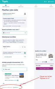 ou trouver le champ de saisie code promo chez tiqets.com 