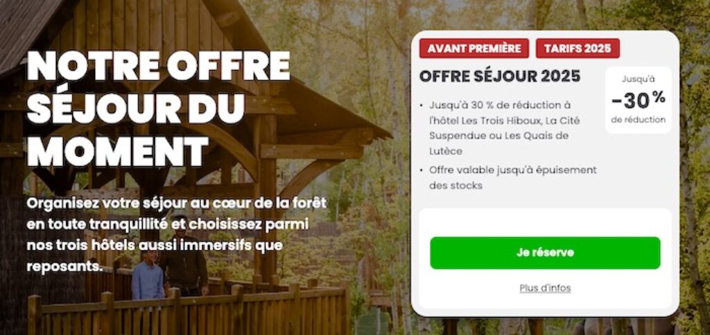 Promo hotel séjour Parc Astérix 2025 pas cher