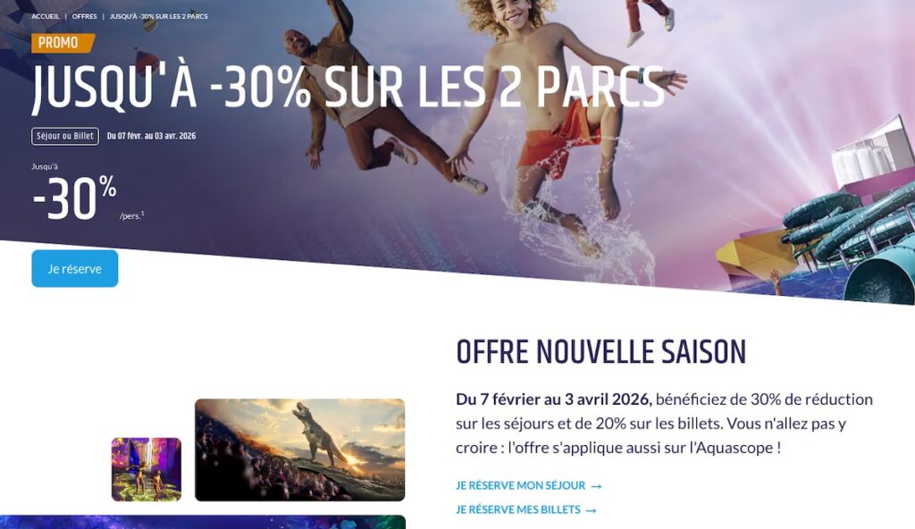 Promo réduction séjour futuroscope 2026 pas cher avec Aquascope