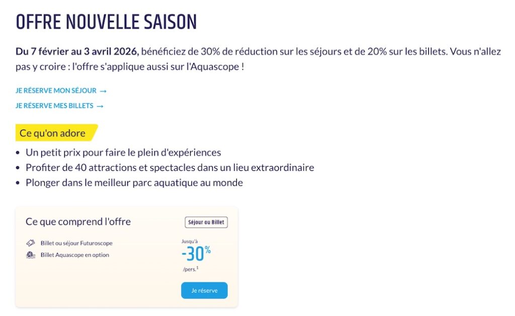 promo sejour futuroscope -30% 2026