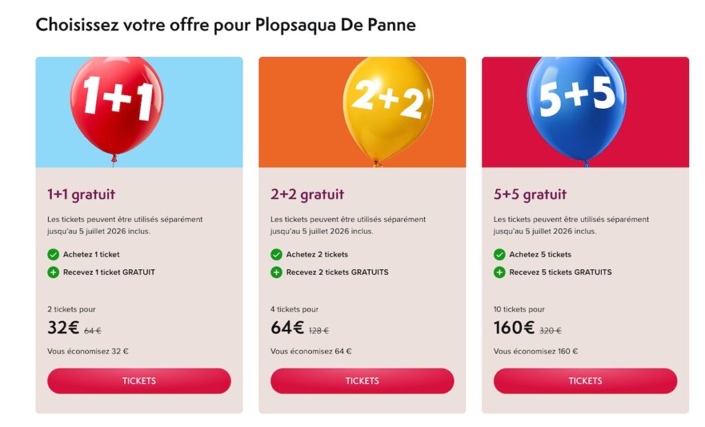 promo billet journée plopsaqua pas cher