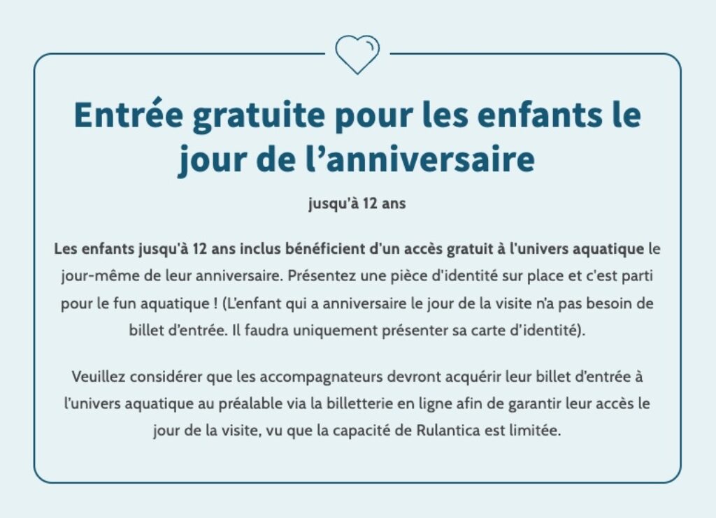 Billet Rulantica gratuit anniversaire