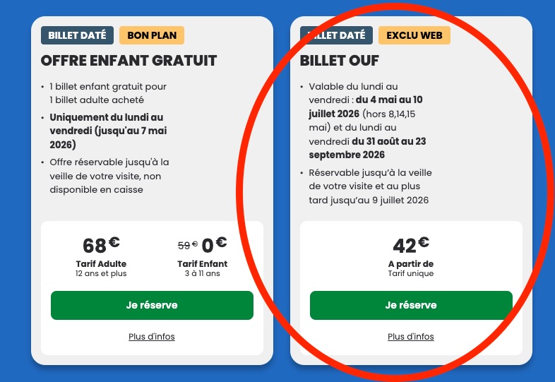 Promo billet parc asterix pas cher : billet 42€