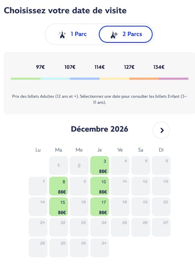 Tarif billet Disney pas cher pour deux parcs, billet Bon Plan daté à 51 eruos + 35 euros